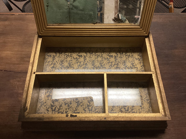 Vintage Ladies Wooden Trinket Box w/ Mirror