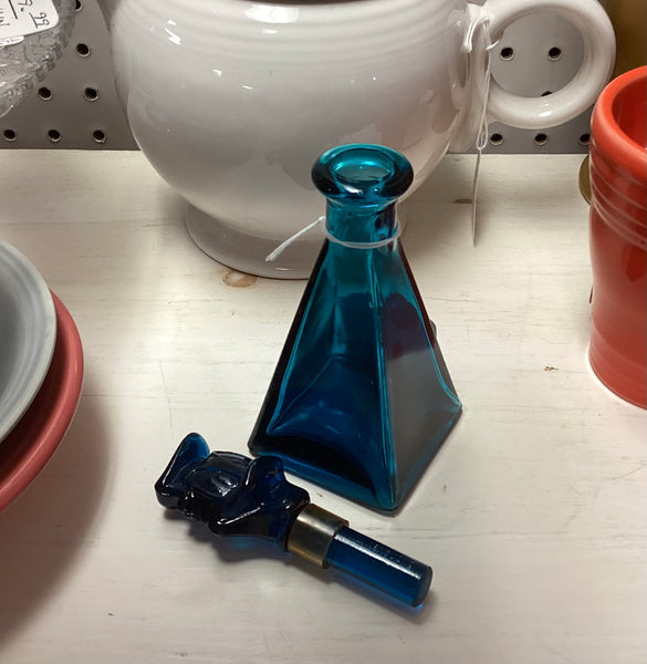 Disney Blue Glass Donald Duck Perfume Bottle w/ Stopper