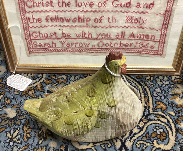 Carved Wood Folk Art Chicken Figure