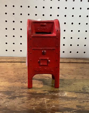 Painted Cast Iron U.S. Mail Box Coin Bank
