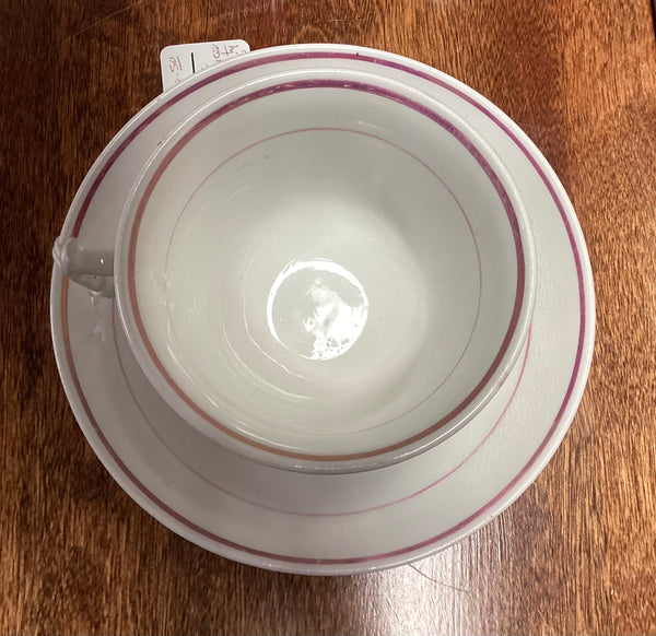 Faith, Hope & Charity 1840's Pink Luster Cup & Saucer Set