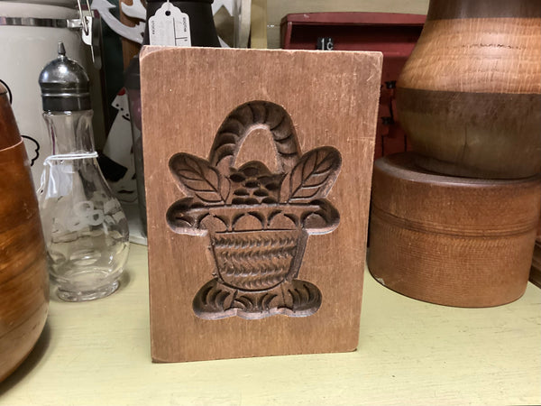 Wooden Dutch Floral Basket Cookie Mold