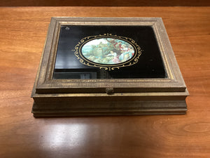 Vintage Ladies Wooden Trinket Box w/ Mirror