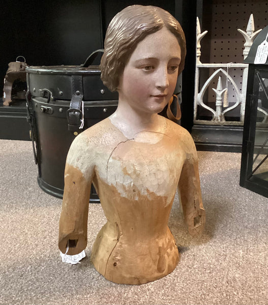 Antique Wooden Santos Doll Bust