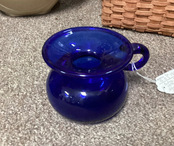 Cobalt Blue Blown Glass 19th Century Ladies Spittoon