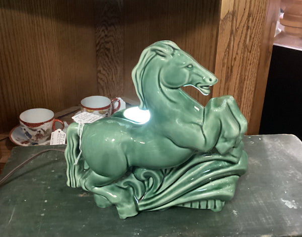 Green Ceramic Horse TV Lamp