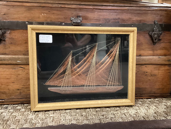 Sailing Ship String Art in Shadow Box Frame