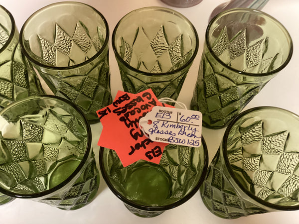 Set of 8 Avocado Green Kimberly Glasses