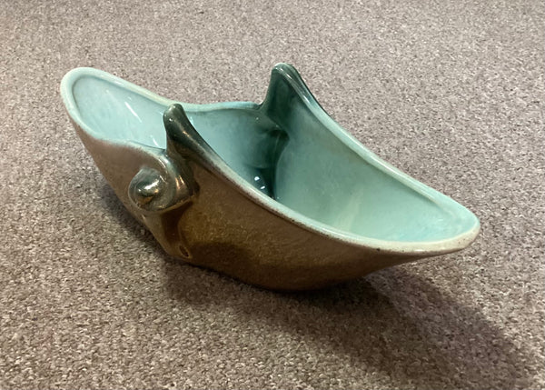 Vintage Hull 71 Gold Luster Parchment Console Planter