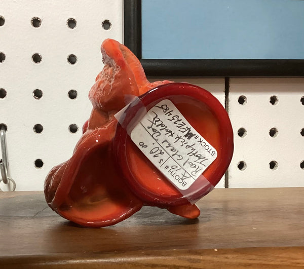 Red Slag Glass Figural Dog's Head Toothpick Holder