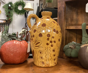 Hand Crafted Redware Pottery Jug