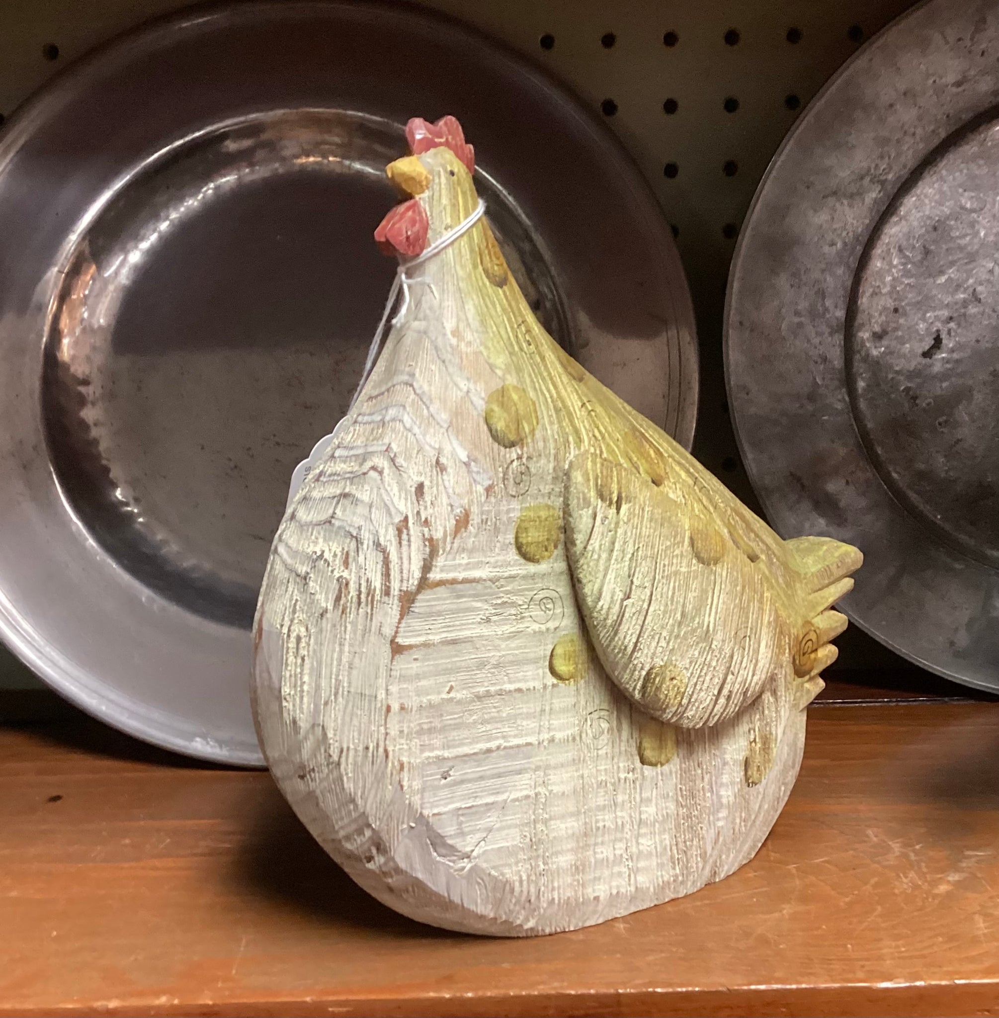 Carved Wood Folk Art Chicken Figure