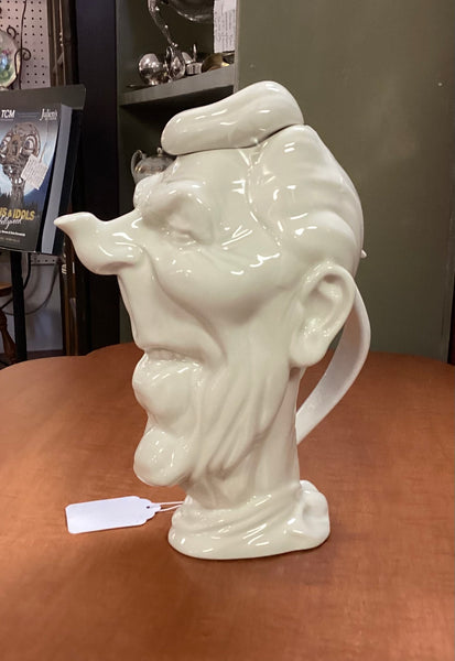 President Ronald Reagan White Ceramic Caricature Teapot by Hall 3099