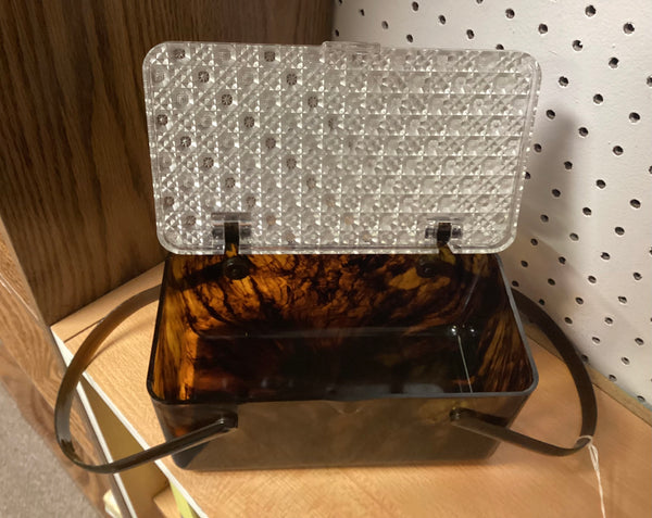 Vintage 1950's Tortoiseshell Lucite Box Purse