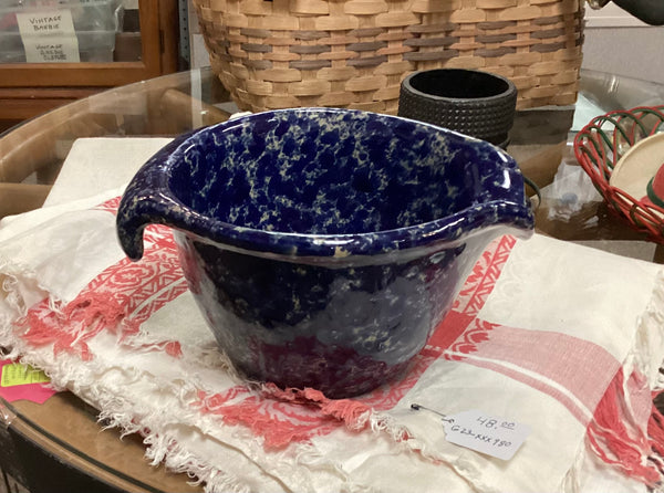 Bennington Potters Blue Agate Spongeware Batter Bowl