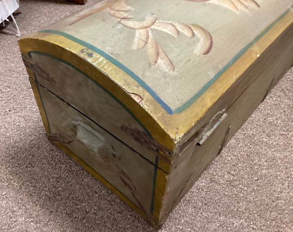 Painted Wooden Hump Back Trunk