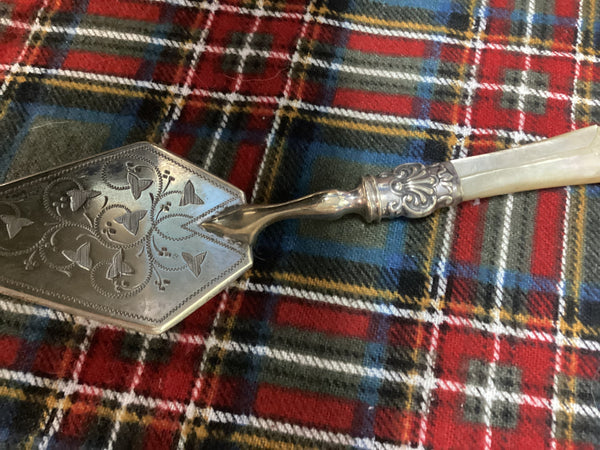 Silver Plated Pastry Server w/ Mother of Pearl Handle