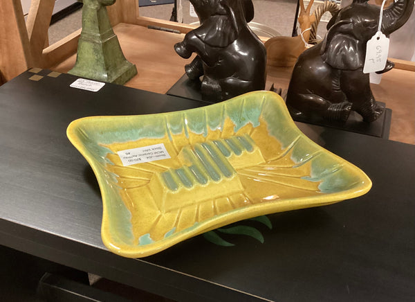 Mid Century Modern Yellow & Green Ceramic Ashtray