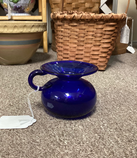 Cobalt Blue Blown Glass 19th Century Ladies Spittoon