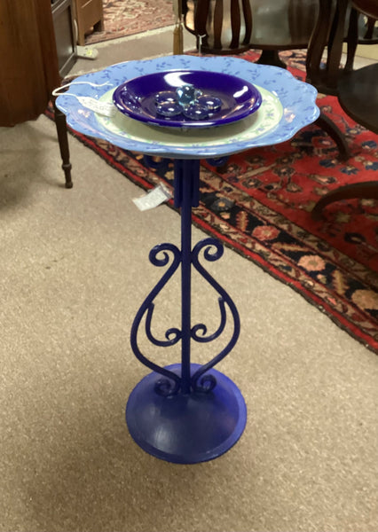 Flower Blue Restyled Bird Bath