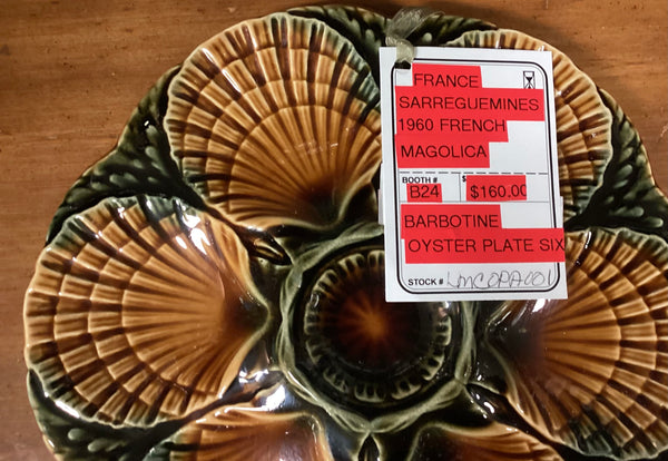 Sarreguemines Barbotine French Majolica Oyster Plate