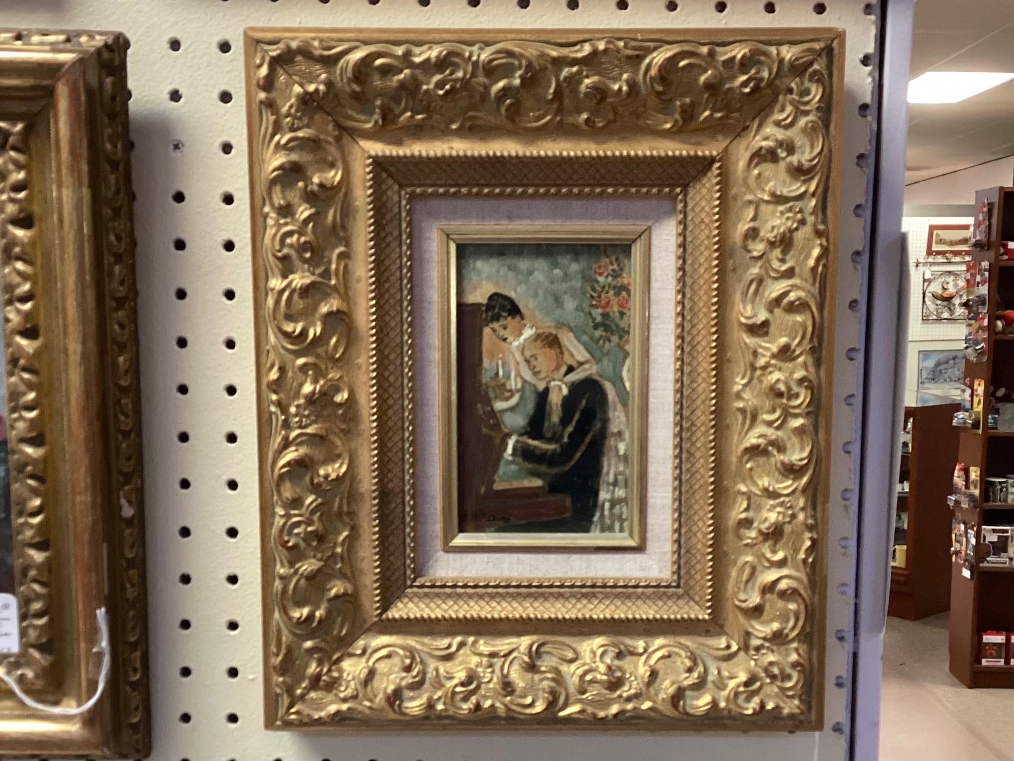 Framed Louis Berthomme Saint Andre -The Piano Lesson Oil on Canvas