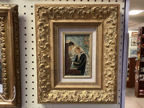 Framed Louis Berthomme Saint Andre -The Piano Lesson Oil on Canvas