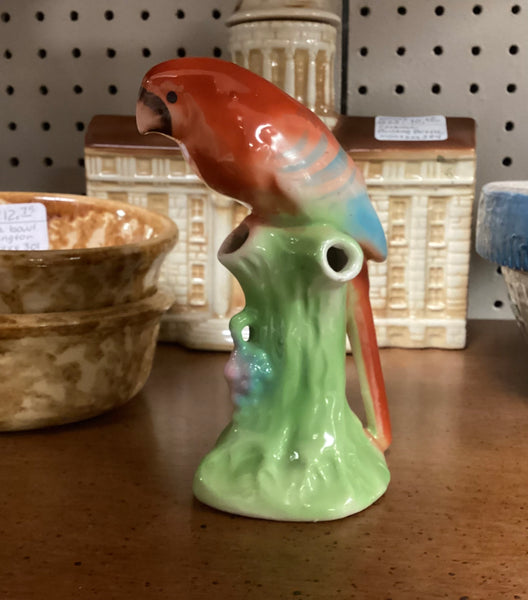 Ceramic Parrot Flower Frog Made in Czechoslovakia