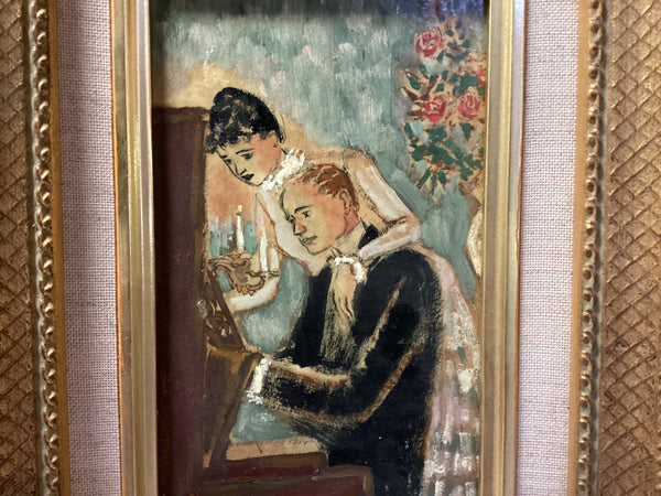 Framed Louis Berthomme Saint Andre -The Piano Lesson Oil on Canvas
