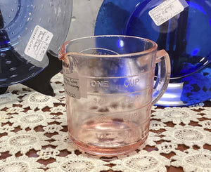 Pink Glass Cream Dove Brand Advertising Measuring Cup