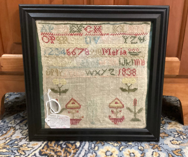 Framed Antique Needlework Sampler