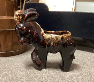 Brown Drip Pottery Donkey Planter