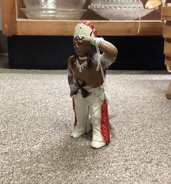 Hubley Vintage 1930's Painted Cast Iron American Indian Coin Bank