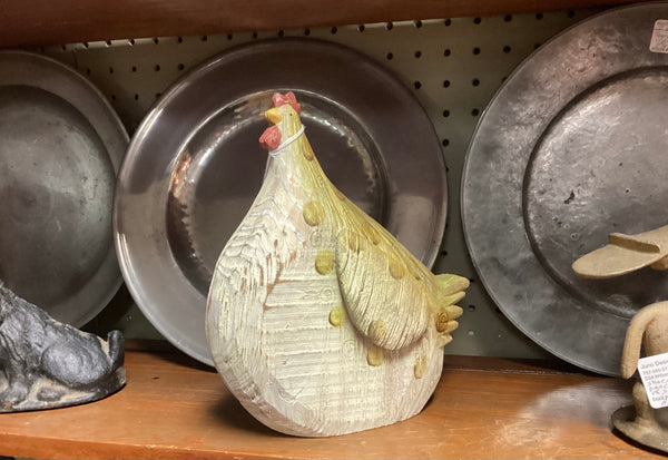 Carved Wood Folk Art Chicken Figure