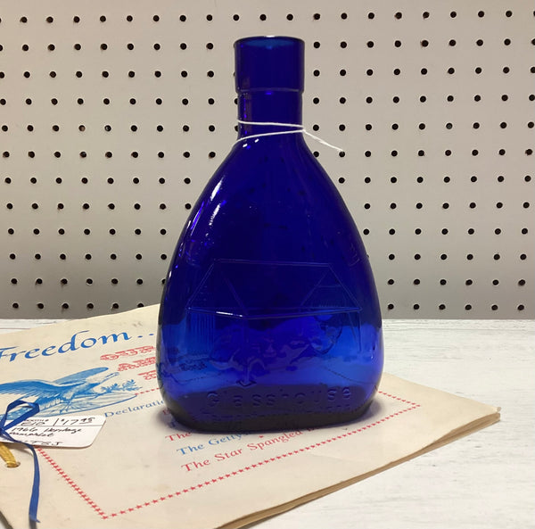 Jamestown Glass House Cobalt Blue Blown Glass Bottle