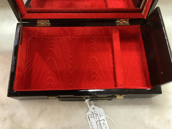 Black Lacquer Mother of Pearl Inlaid Jewelry Box