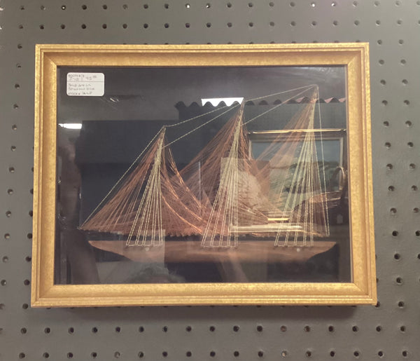 Sailing Ship String Art in Shadow Box Frame