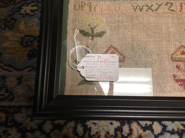 Framed Antique Needlework Sampler