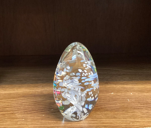Marilyn Kimble Holt Signed 1999 Egg Shaped Art Glass Paperweight