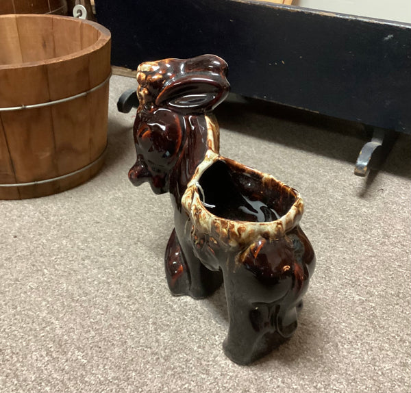 Brown Drip Pottery Donkey Planter