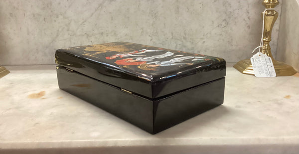 Black Lacquer Mother of Pearl Inlaid Jewelry Box