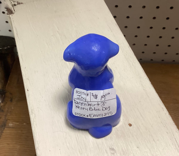 Degenhart Henry's Blue Glass Pooch Dog Figurine