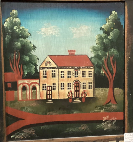 Framed Folk Art Style Painting on Wood 1862 C.B. Pingree