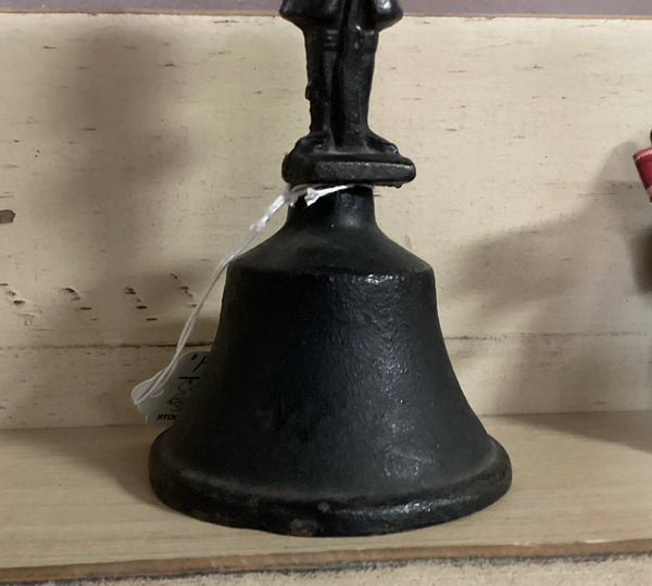 Black Cast Iron Hand Bell w/ Colonial Soldier Handle