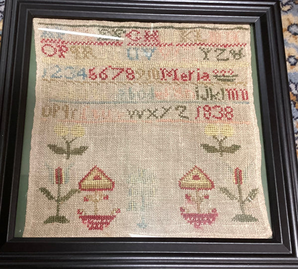 Framed Antique Needlework Sampler