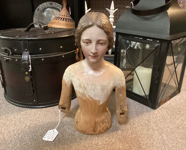 Antique Wooden Santos Doll Bust