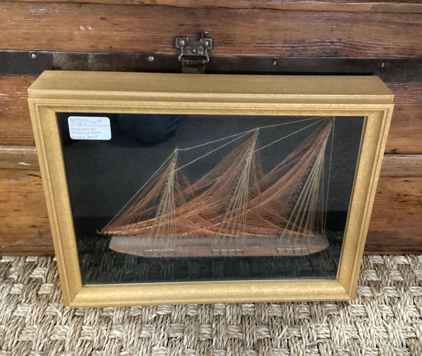 Sailing Ship String Art in Shadow Box Frame