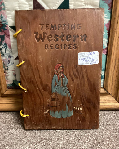 Tempting Western Recipes Cookbook w/ Wooden Cover