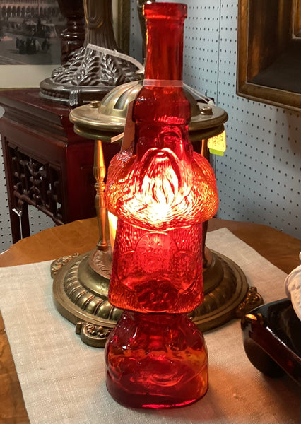 Old World Art Glass Amberina Santa Bottle