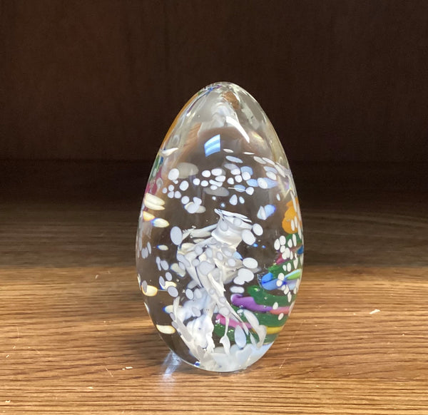 Marilyn Kimble Holt Signed 1999 Egg Shaped Art Glass Paperweight